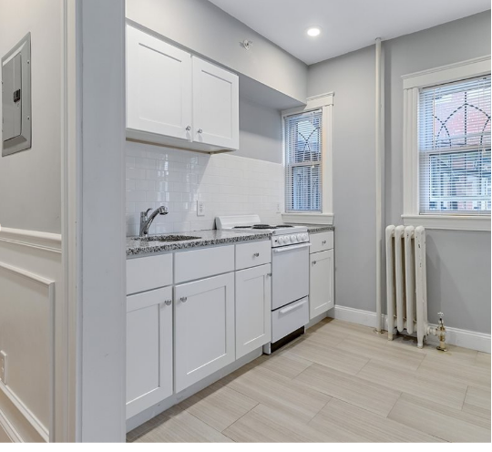 The Flats on Westland interior updated kitchen area