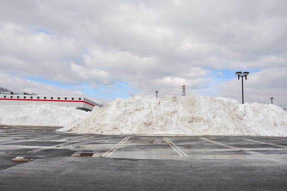 Snow pile in parking lot near Elgin, IL