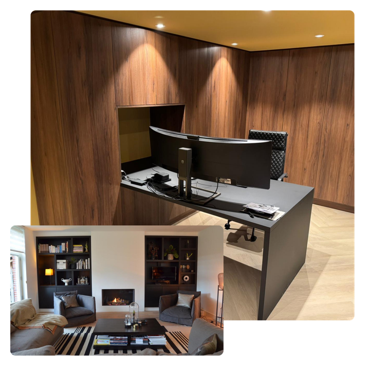 Luxe maatwerk keuken in hout en zwart door Spruit Maatwerk Interieur Woerden