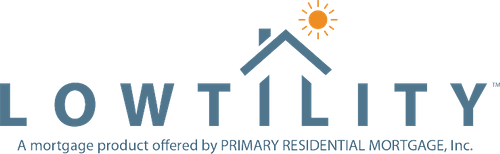 A logo for low utility a mortgage product offered by primary residential mortgage inc.