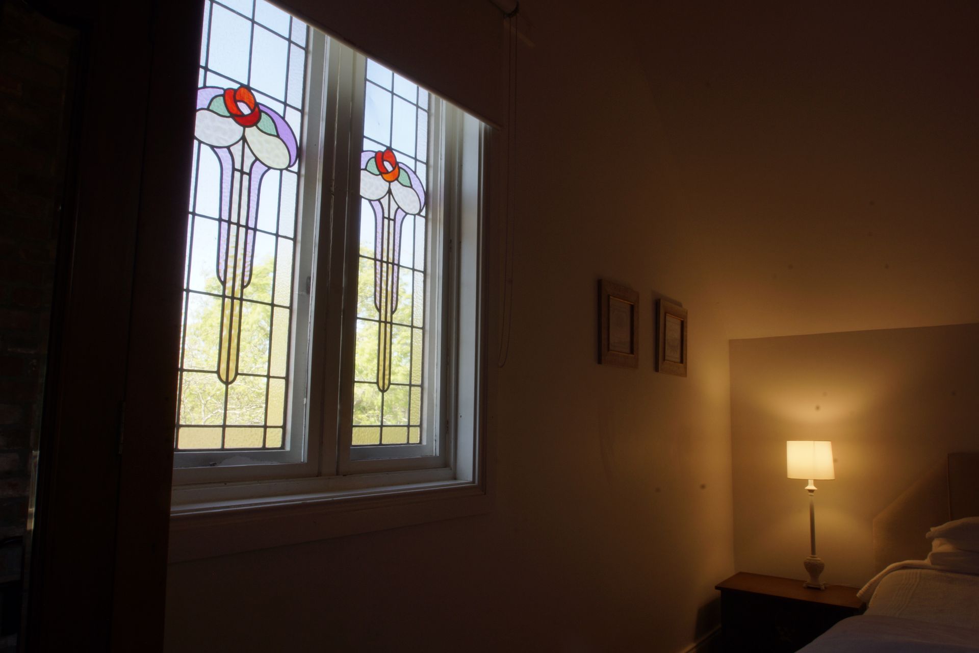 Stained glass in the Gable Suite.