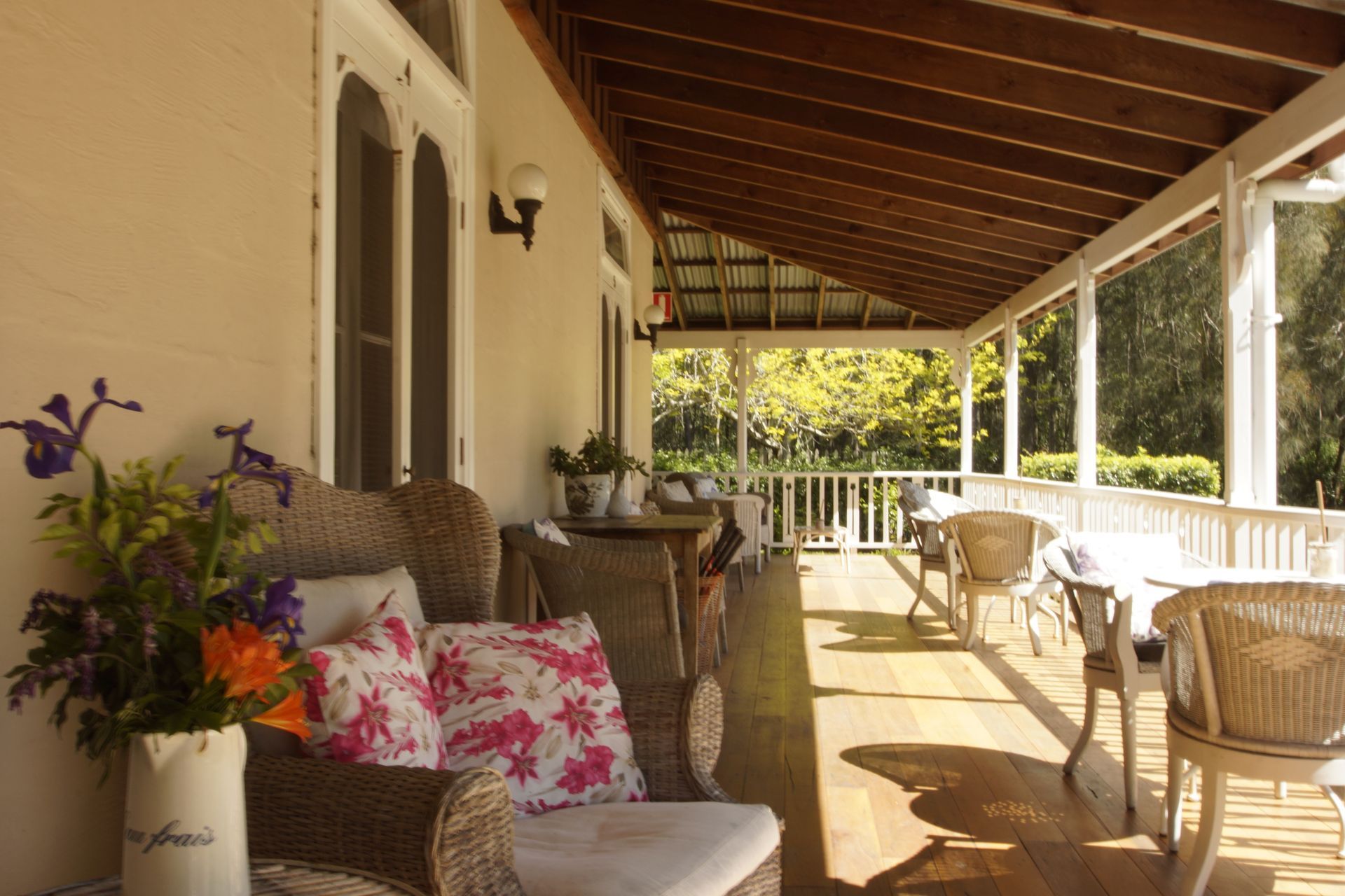 Catch the morning sunshine on the Guesthouse verandah.