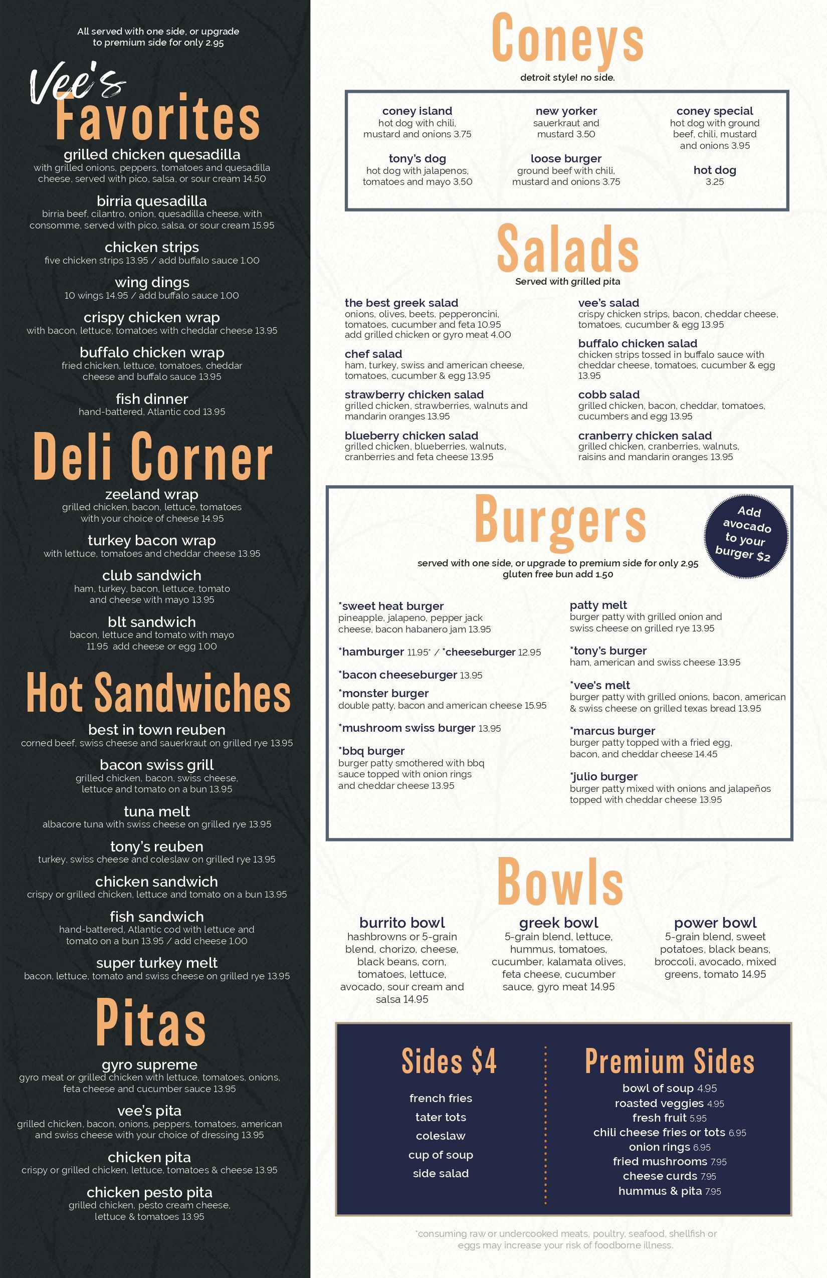 Breakfast Menu | Lunch Menu | Zeeland, MI | Vee's Grill & Coney Island