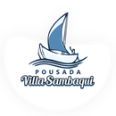 Um logotipo de um veleiro azul sobre ondas com o texto 