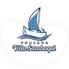 Um logotipo de um veleiro azul sobre ondas com o texto 