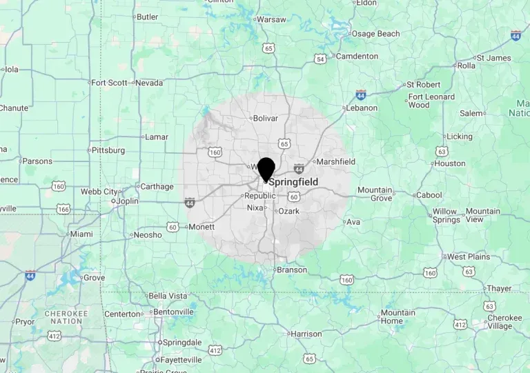 Map centered on Knoxville, Tennessee with a black location pin and surrounding towns labeled