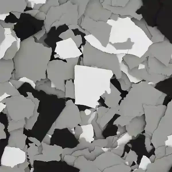 Abstract black, gray, and white torn-paper collage with layered jagged pieces
