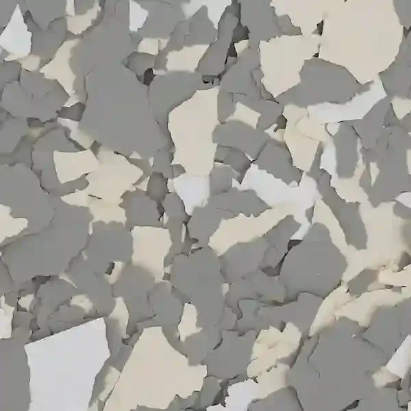 Abstract pattern of overlapping gray, cream, and white irregular paint-like shapes
