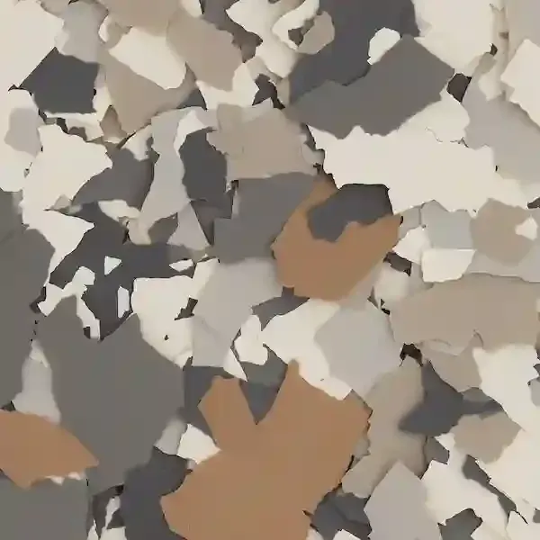 Abstract camouflage pattern of overlapping beige, white, gray, and tan shapes