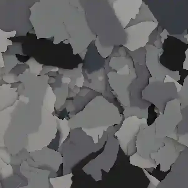 Abstract gray and black torn paper collage with layered, jagged shapes