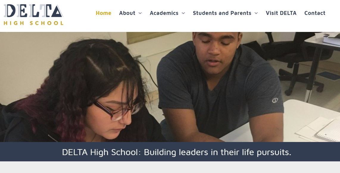 Delta High School home page screen shot.