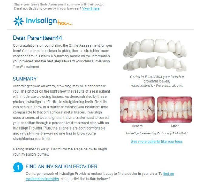 Invisalign customer test email.
