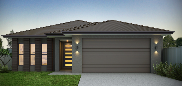 An Artist 's Impression of a House With a Garage Door — Ashlee Jones Homes in Gordonvale, QLD