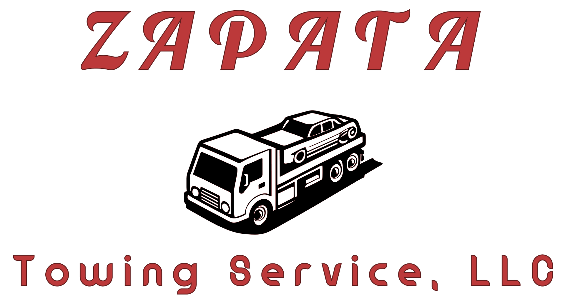 A black and white logo for zapata towing service llc