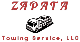 A black and white logo for zapata towing service llc