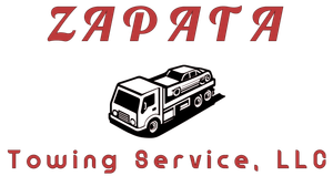 A black and white logo for zapata towing service llc
