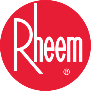 A red circle with the word rheem on it