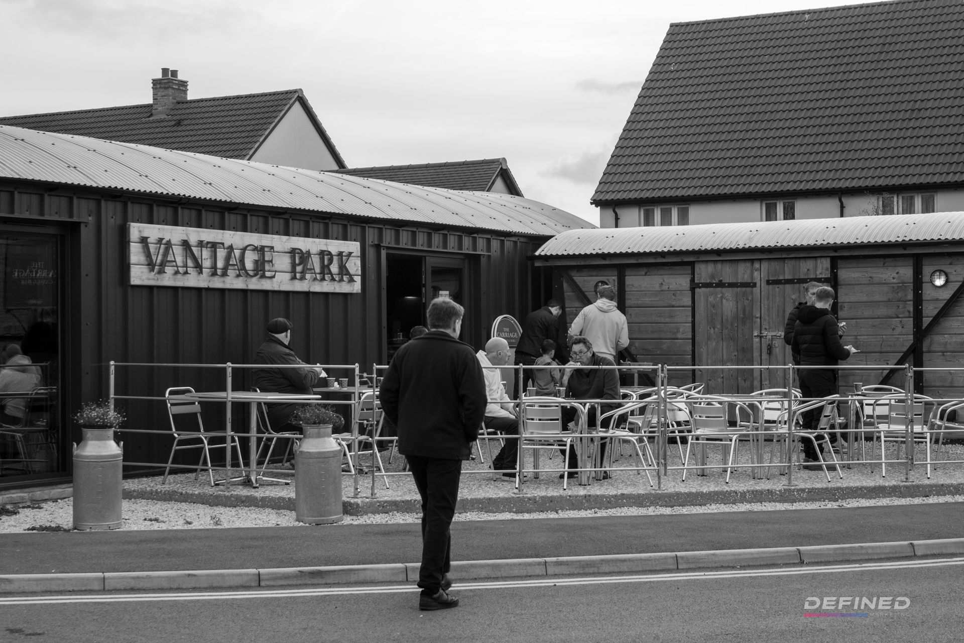 Black and white photo of 