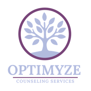 The logo for optimyze counseling services has a tree in a circle.