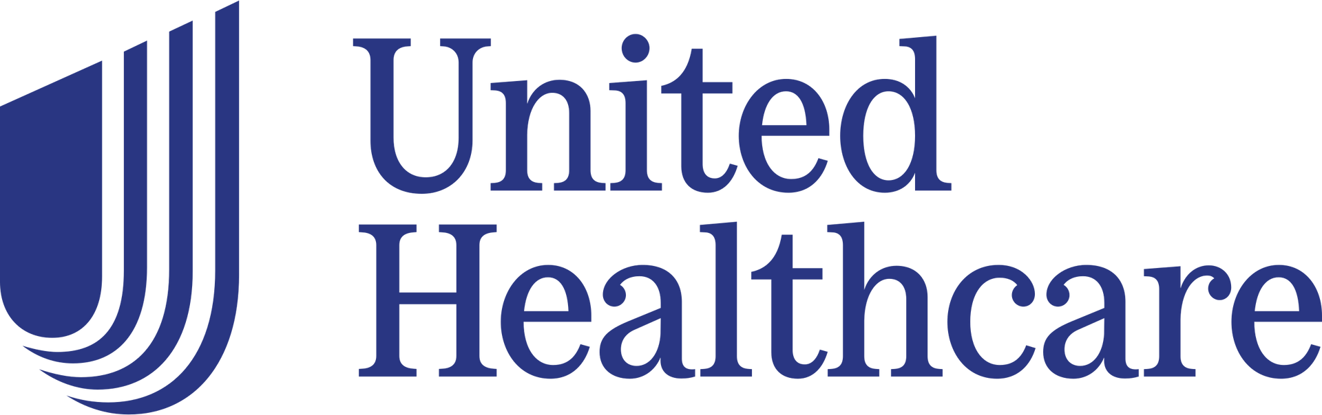 The logo for united healthcare is blue and white.
