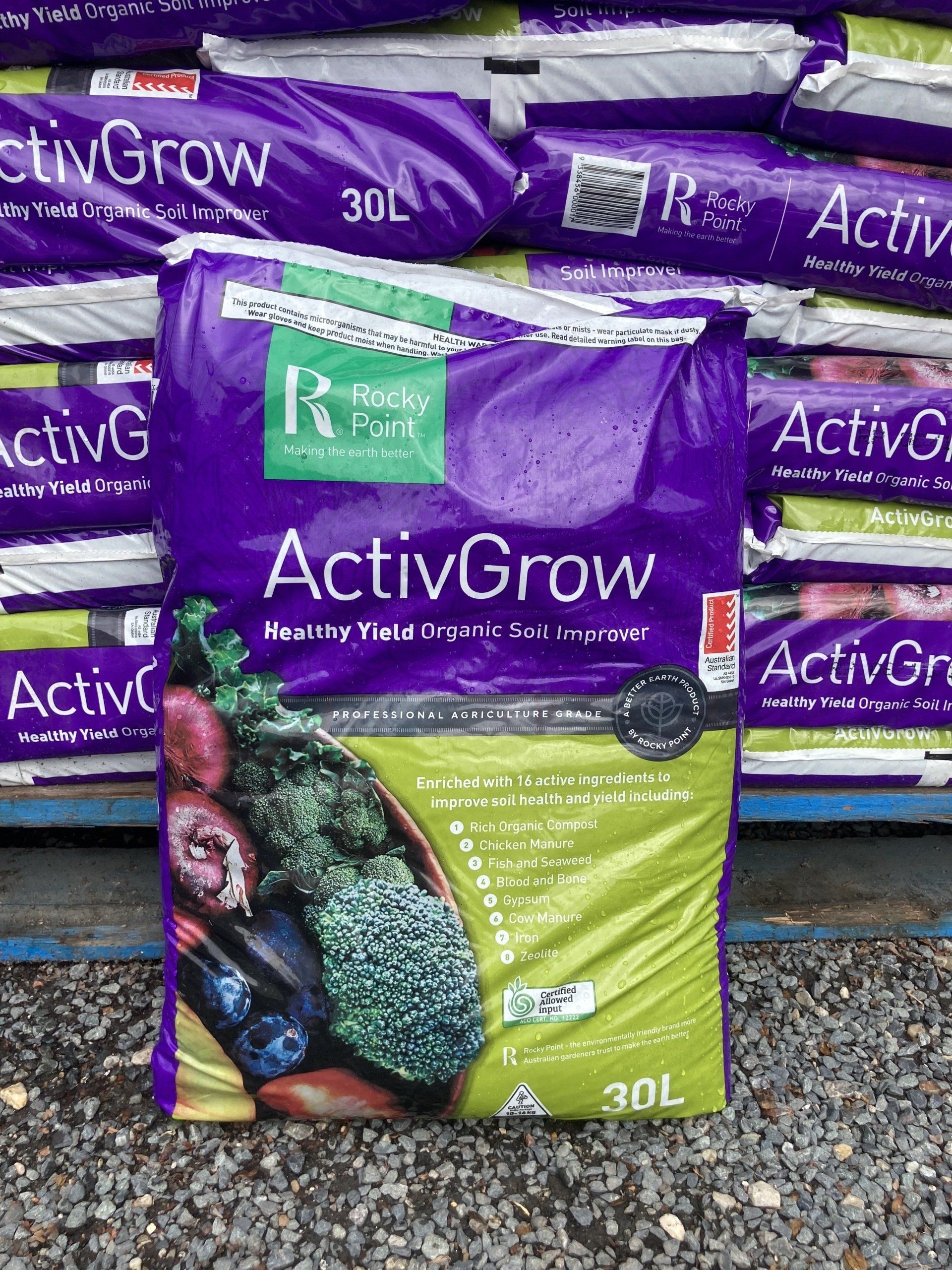 A bag of activGrow organic soil improver.