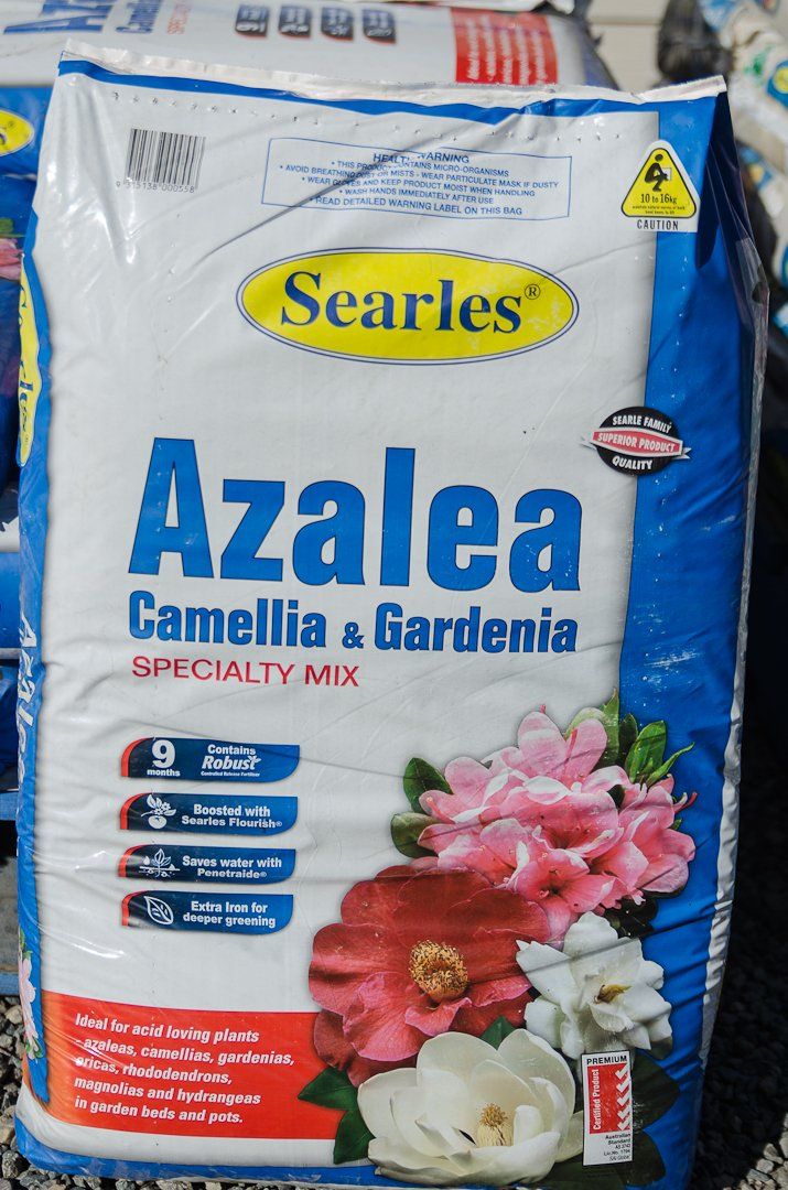 A bag of searles azalea camellia and gardenia specialty mix.