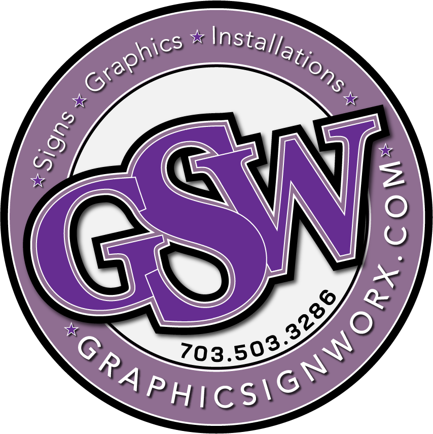 A logo for gsw graphic sign and work