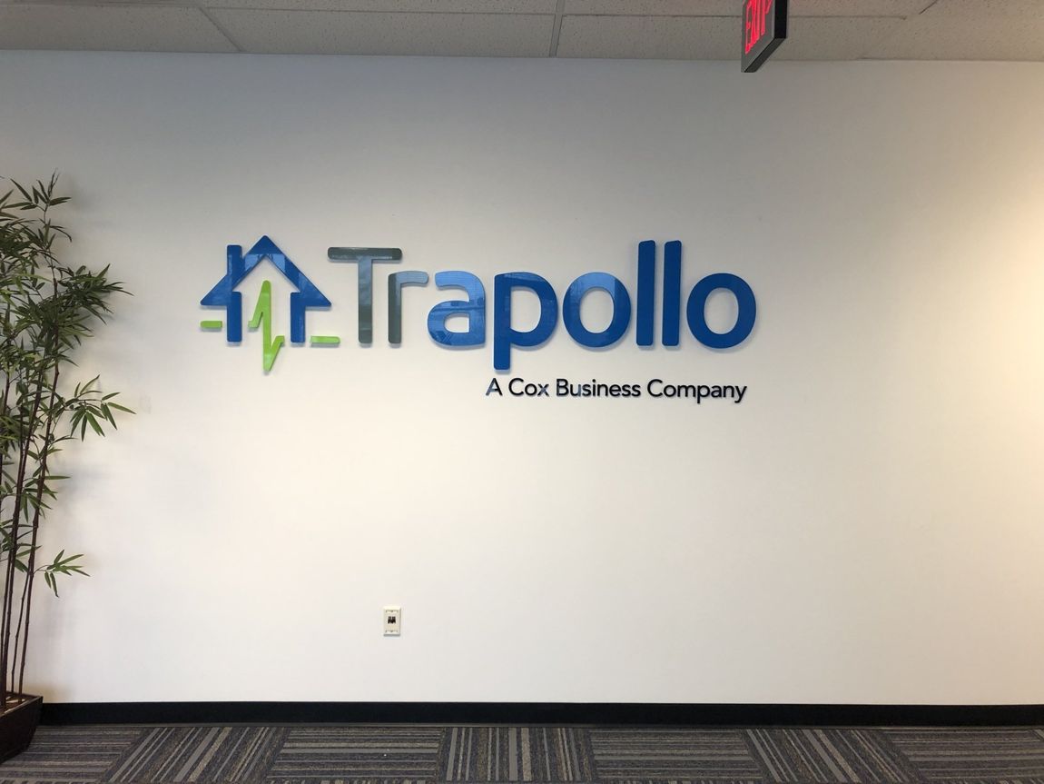 A sign on a wall that says trapollo a co - business company