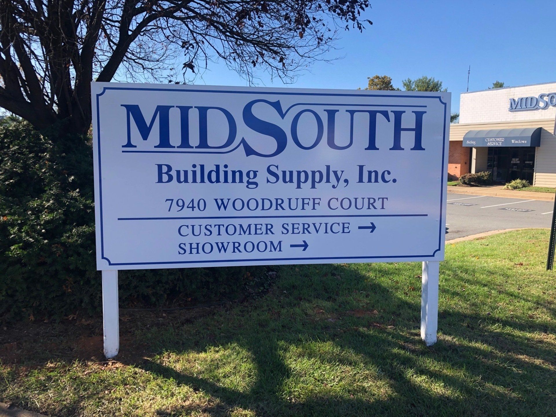 A sign for midsouth building supply inc.