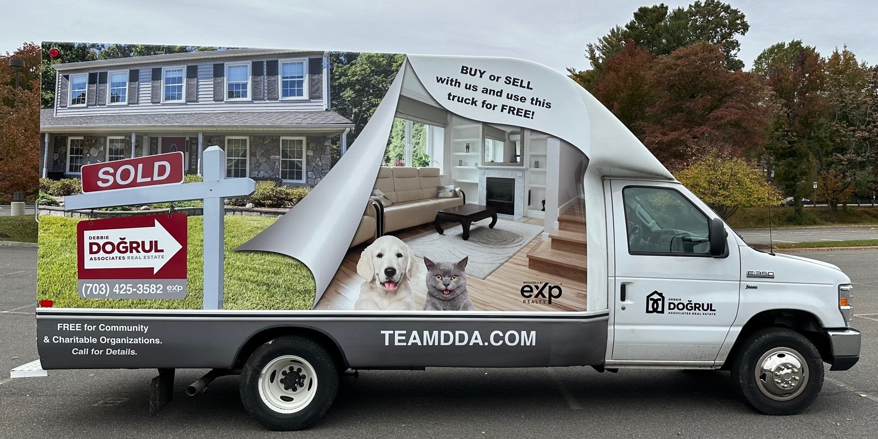 A white van with a sold sign on the side