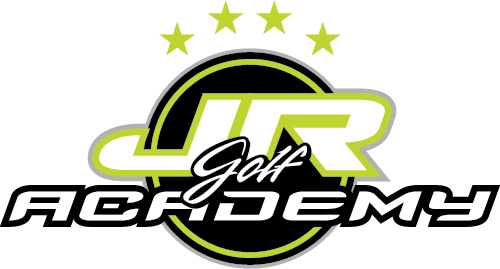 The logo for jr golf academy has three stars on it.