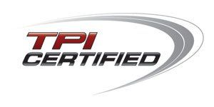 A logo for tpi certified is shown on a white background.