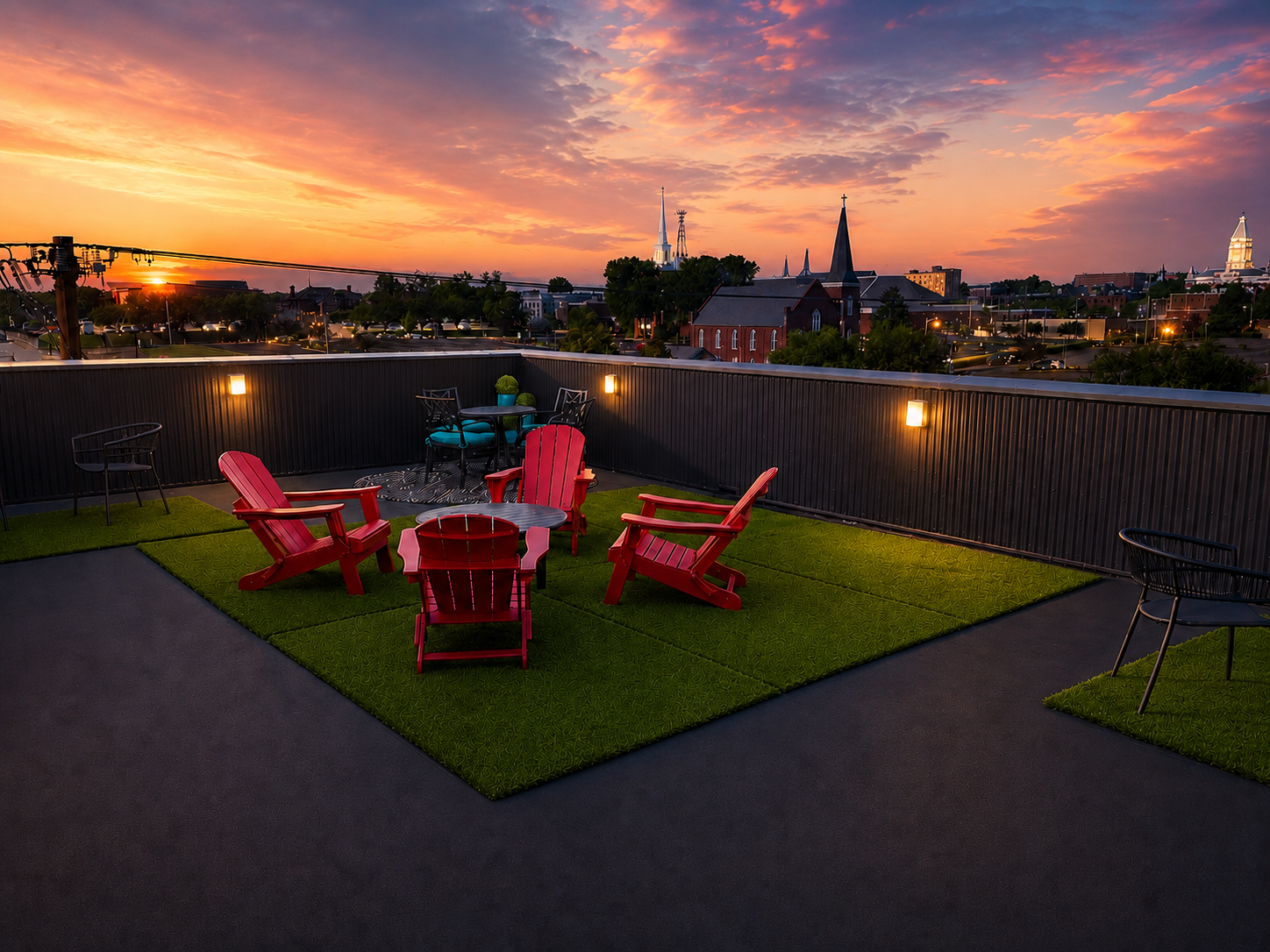 Photo showing a rooftop lounge
