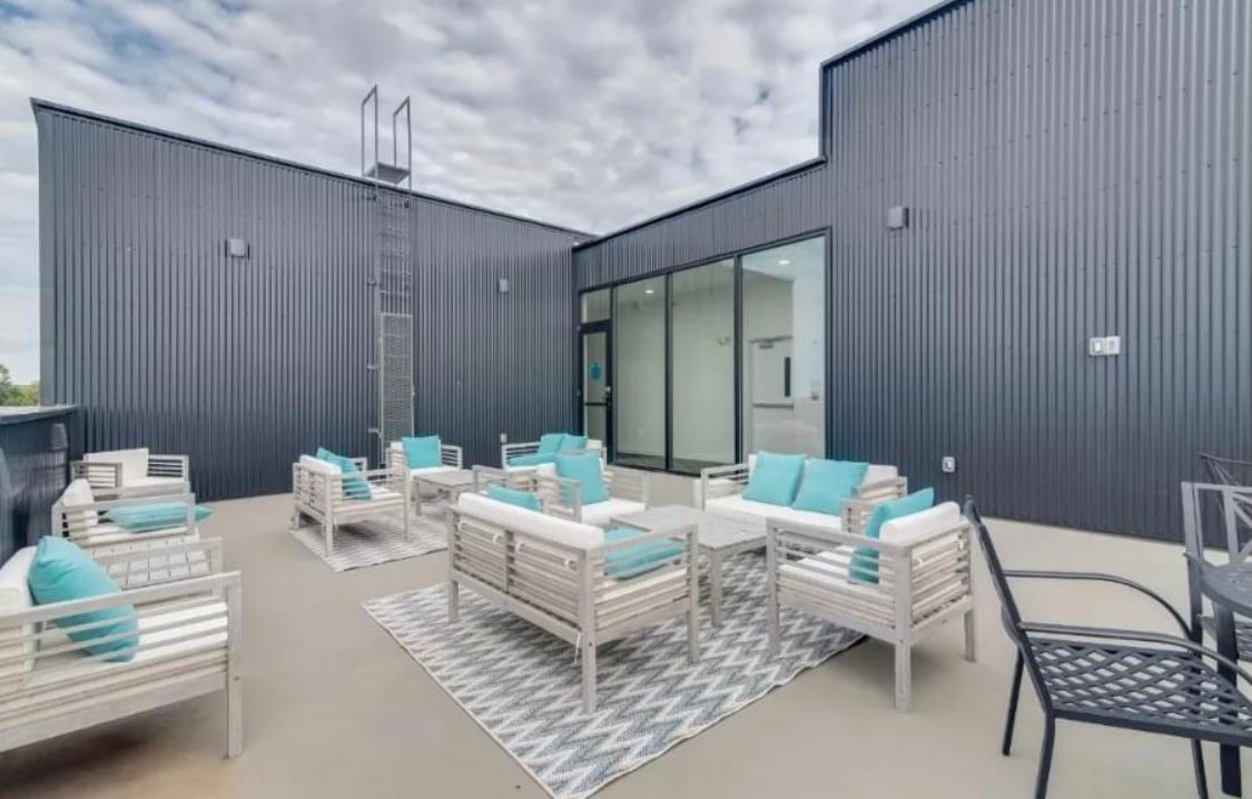 Photo showing a rooftop lounge