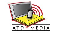 ATD Media logo with laptop, smartphone, and red wireless signal over a yellow book
