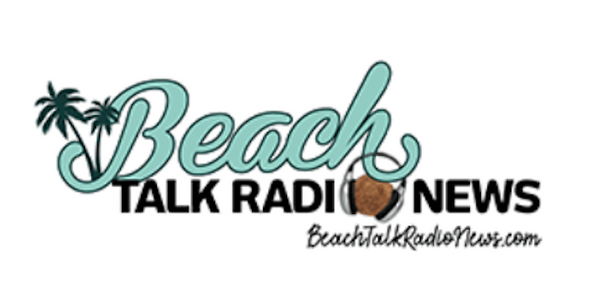 The logo for beach talk radio news