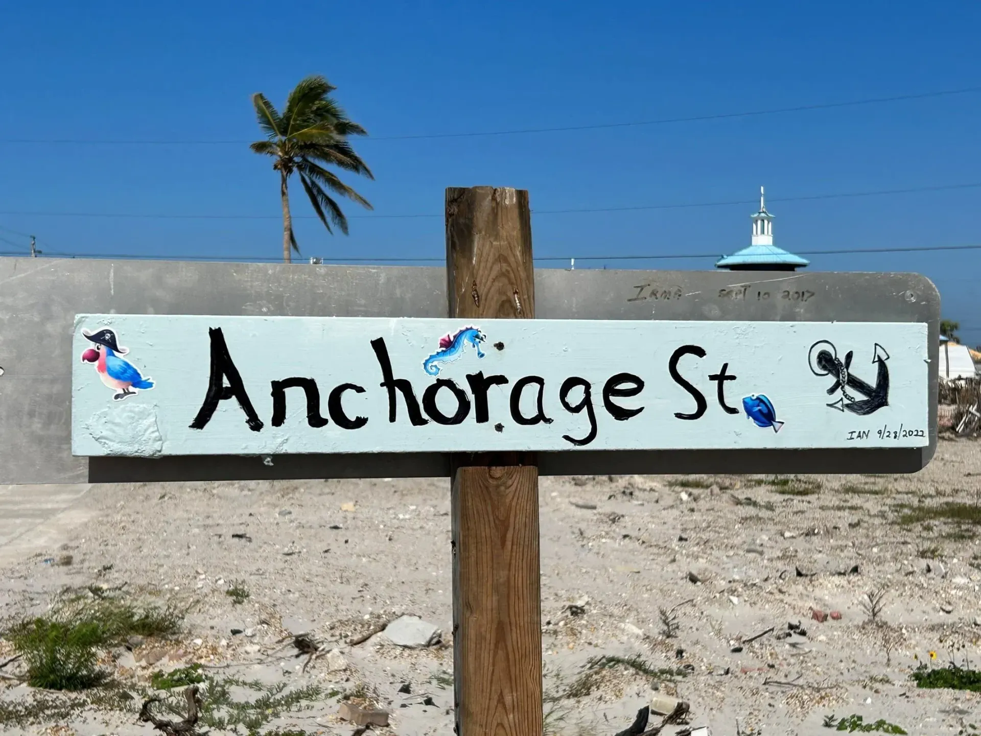 A sign that says anchorage st. on it