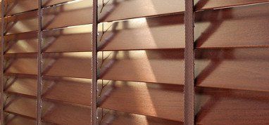 brown wooden blinds