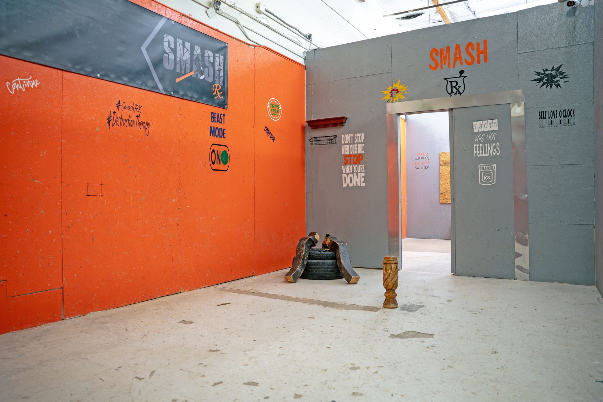 Orange and gray walled room with 