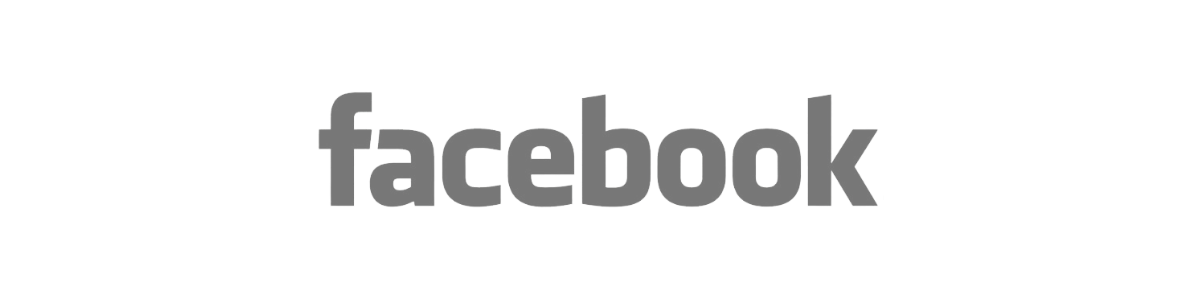 A black and white facebook logo on a white background