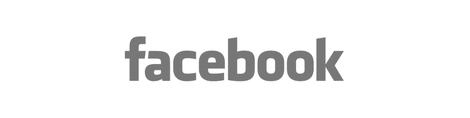 A black and white facebook logo on a white background