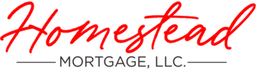 The logo for homestead mortgage llc is red and black.