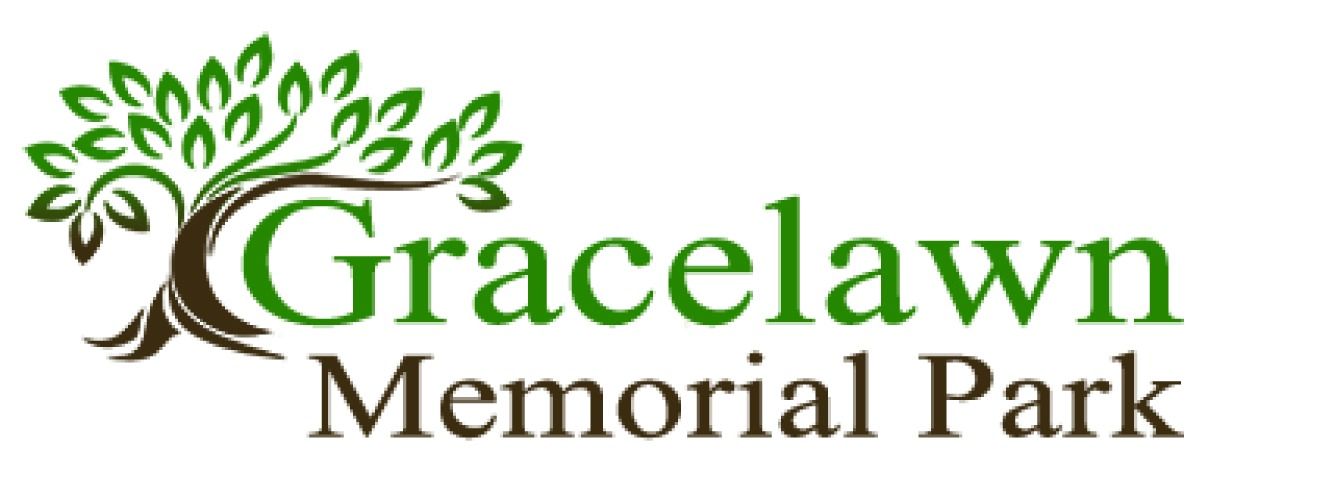 Logo of Gracelawn Memorial Park; tree with green leaves and text in green and brown.