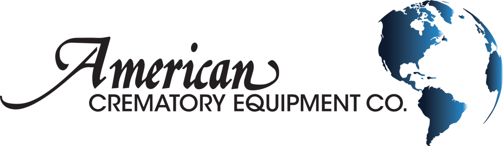 Logo of American Crematory Equipment Co. with a stylized globe in blue and white.