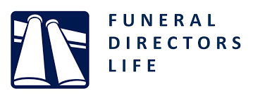 Logo for Funeral Directors Life: two stylized pillars in a blue square with the company name to the right.