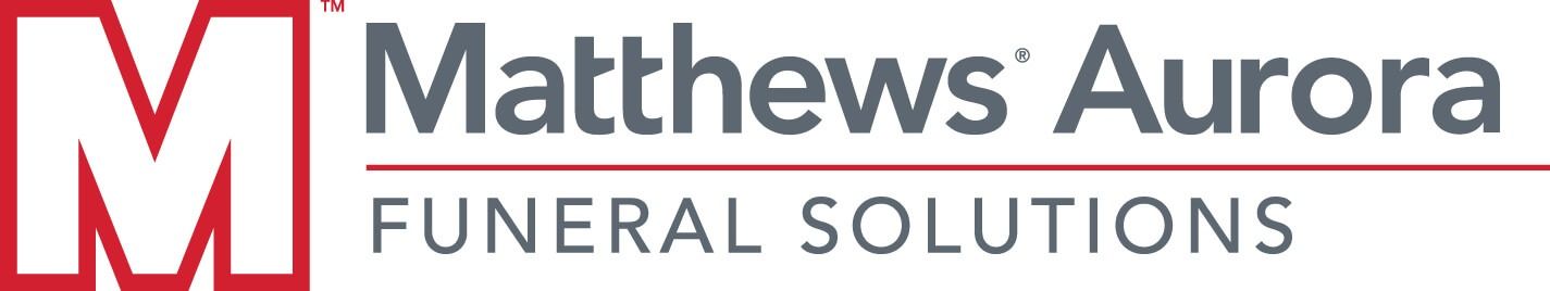 Logo of Matthews Aurora Funeral Solutions, with a red 