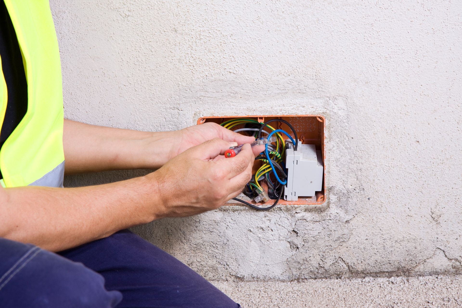 Electrician Checking Wires — Sydney, NSW — Thorpe Electrical Pty Ltd