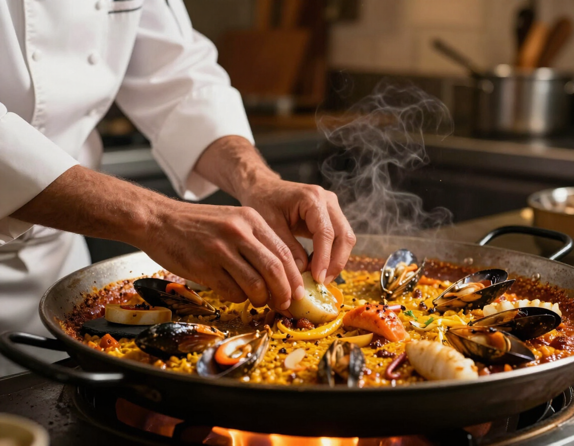 Chef at work in the La Cocina de Perez kitchen
