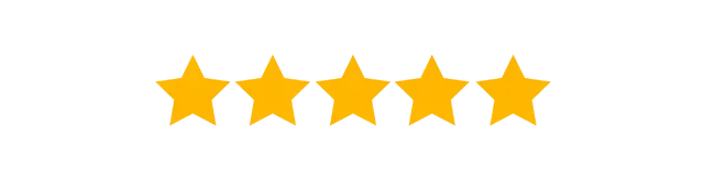 Five gold stars, representing a five-star rating.