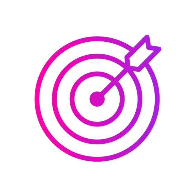 Target with arrow in center, gradient purple.